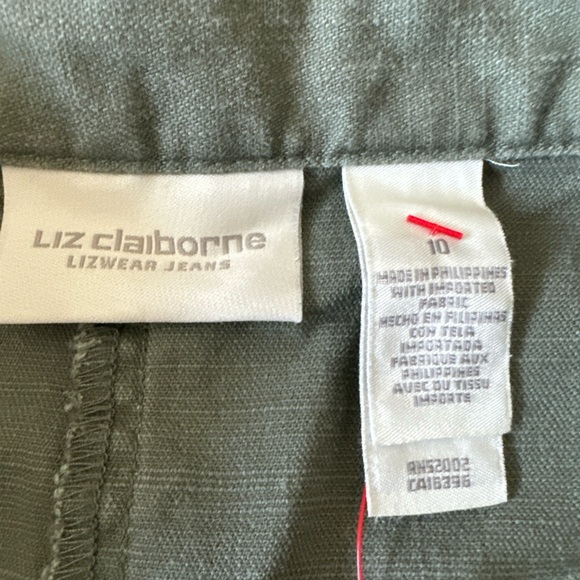Vintage Liz Wear jeans Front Skirt Safari Utilitarian Army Green Pockets Size 10 - Picture 7 of 8
